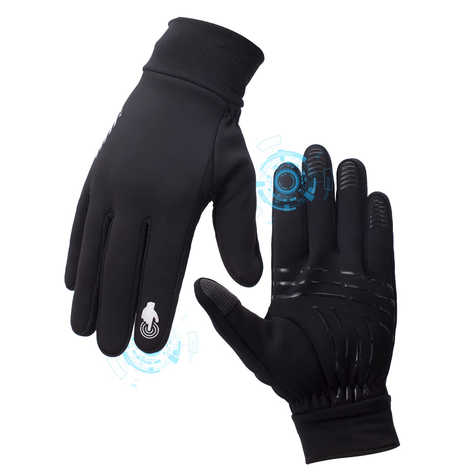Graloky Winter Gloves for Men Women Touch Screen Waterproof Windproof Anti-Slip Warm Gloves for Running Riding Cycling Driving Hiking Working in Cold Weather