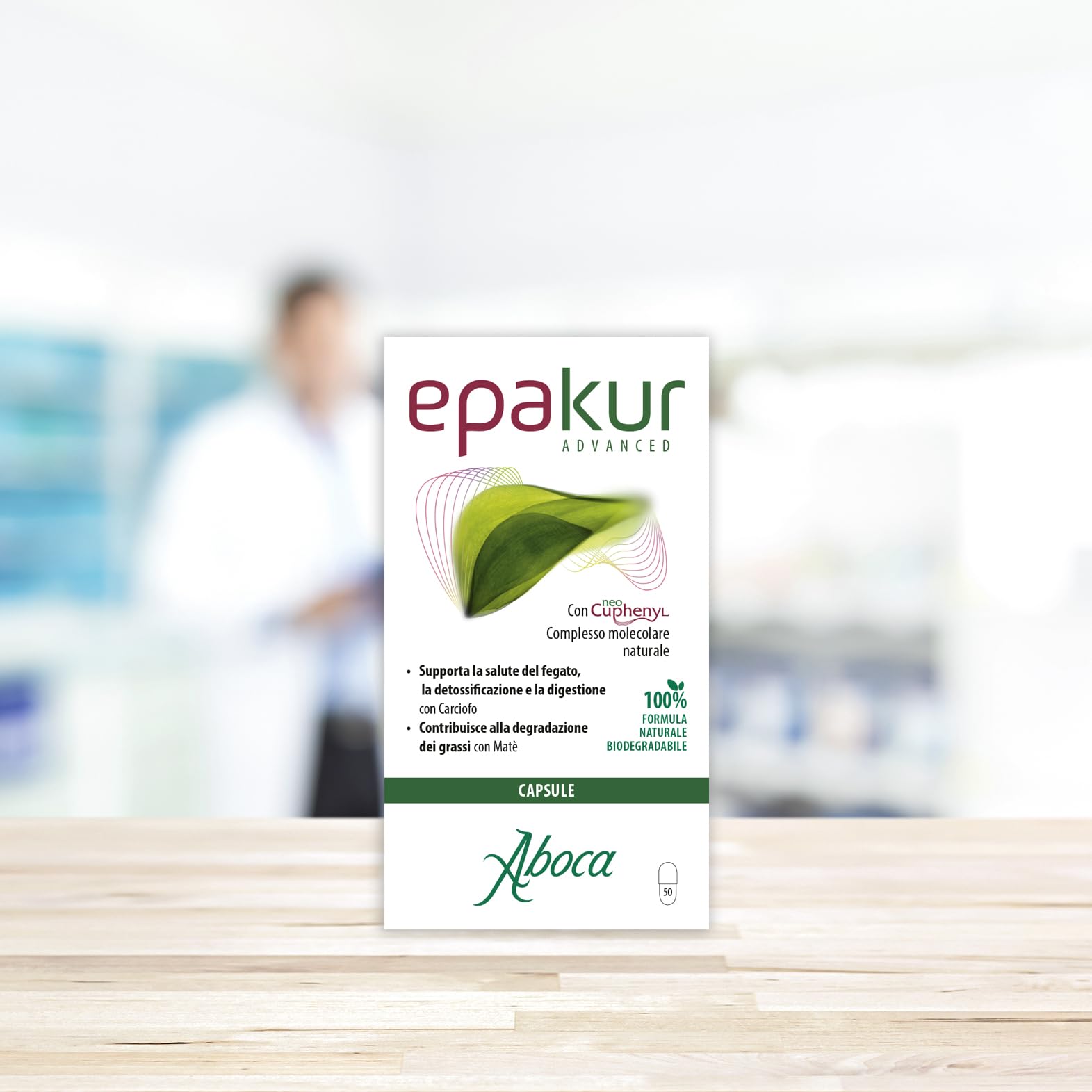 Aboca Epakur Advanced 50 Capsule - Supporta la Salute del Fegato, la Detossificazione e la Digestione con Carciofo. Contribuisce alla Degradazione dei Grassi con Matè