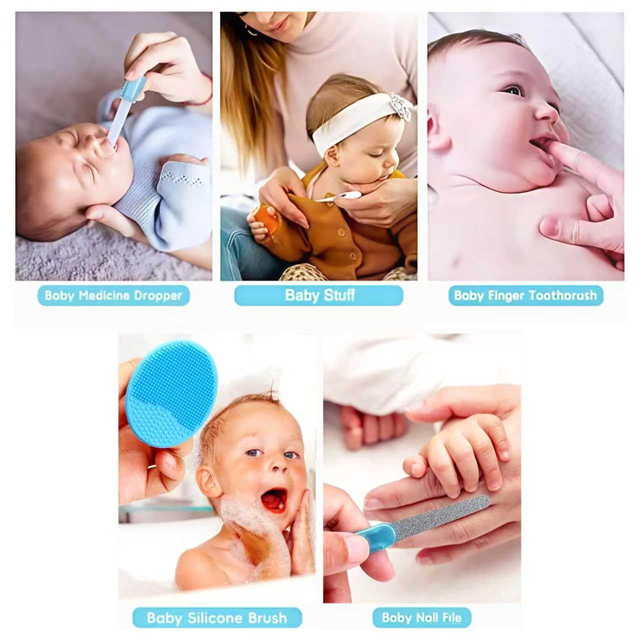 Baby Healthcare and Grooming Kit, set portatile per la cura della sicurezza del bambino, kit essenziale per neonati (blu 13 in 1)