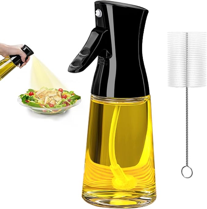 Glass Oil Sprayer for Cooking, 180ml Olive Oil Sprayer Bottle with Brush, Olive Oil Spray Mister