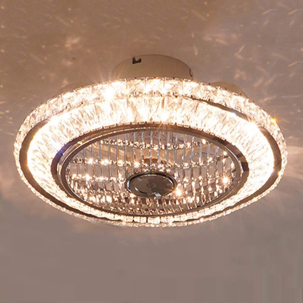 Kryształowy wentylator sufitowy z oświetleniem Lampa sufitowa z wentylatorem LED i zdalnie sterowana lampa sufitowa z wentylatorem 3-kolorowa, regulowana lampa sufitowa z możliwością przycie
