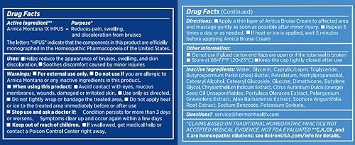 Miniatura 2 de Hermon Crema de moretones de árnica reduce los moretones y la hinchazón en la piel fina, Arnica Montana con vitaminas K, C y E, hidratante para el