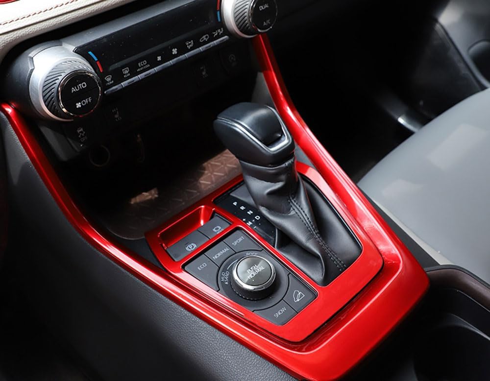 Car Accessories Compatible with Toyota RAV4 2025 2024 2023 2022 2021 2020 2019 Center Console Gear Shift Control Panel Side Cover Interior Frame Trim ABS(Red)