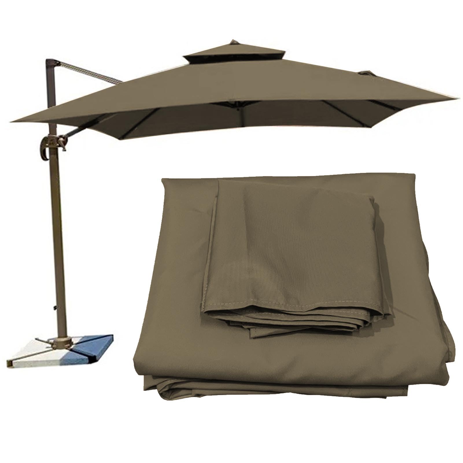 Blgvgklpnt Khaki Square Patio Umbrella Canopy Replacement For Hanging Offset Cantilever Outdoor Umbrella 8 Ribs 3X3m-2.5X2.5m Backyard Garden Beach Yard Table Cover(Canopy Only) (,2.45×2.45M(8.2Ft×8.2))