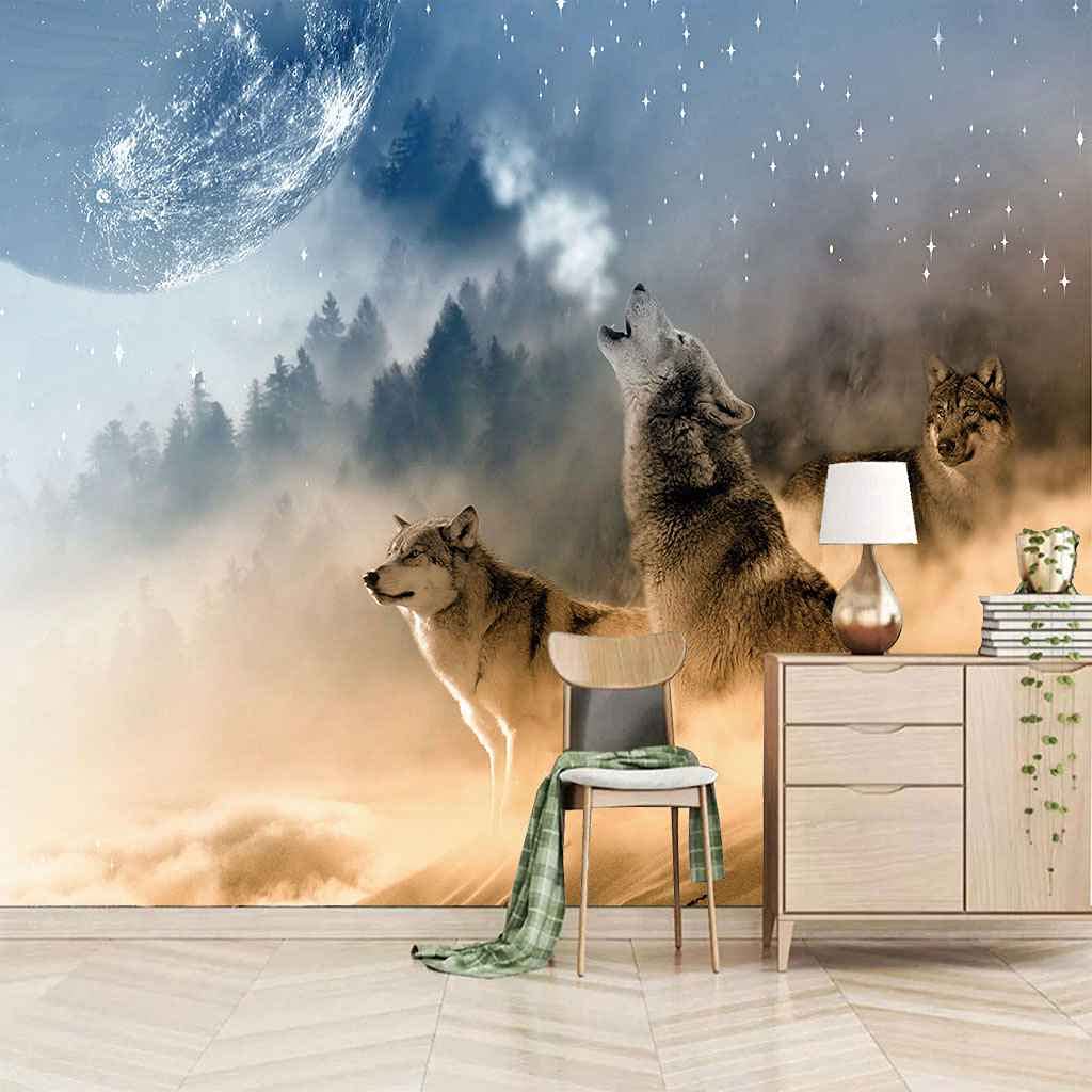 Papier peint loup autocollant pour relooker un mur sans colle ni outils
