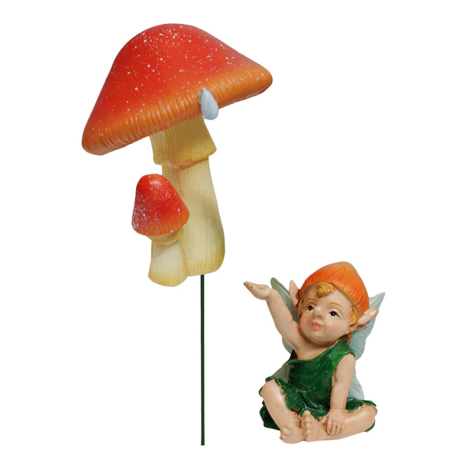 KTUXZCI Charming Miniature Figurine Decor Includes Two Mushroom Elf Resin Statues Fairy Garden Accessories For Home Décor Fairy Garden Accessories Miniature