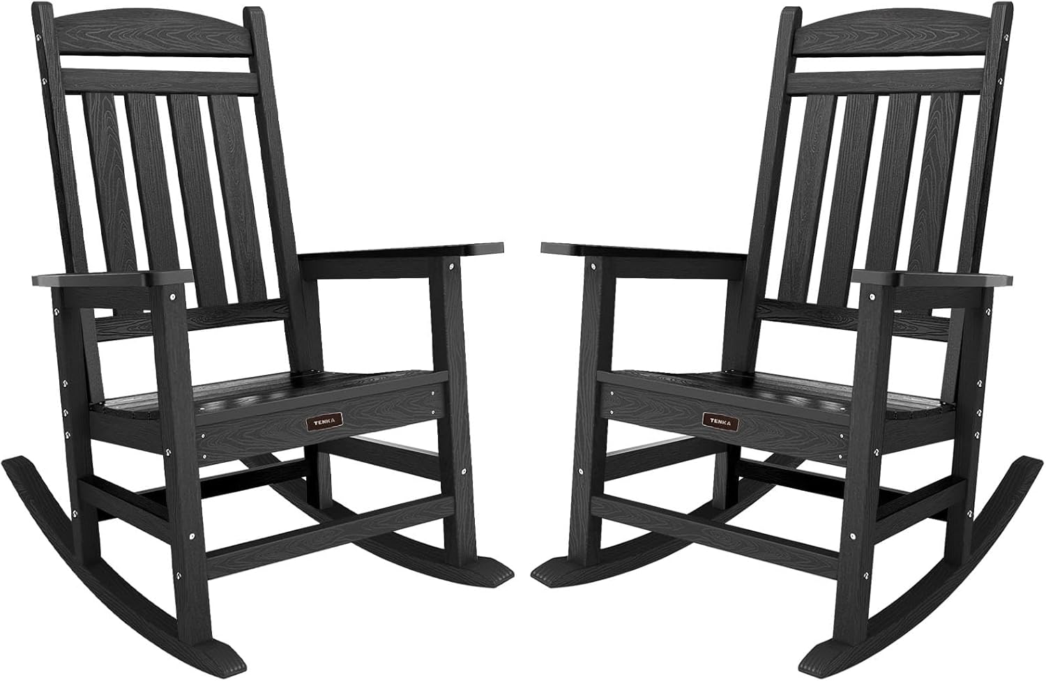 TenKa HDPE Patio Oversized Rocking Chair Set of 2, Outdoor Rocking Chair for Adults, All Weather Resistant Porch Rocker for Lawn Garden