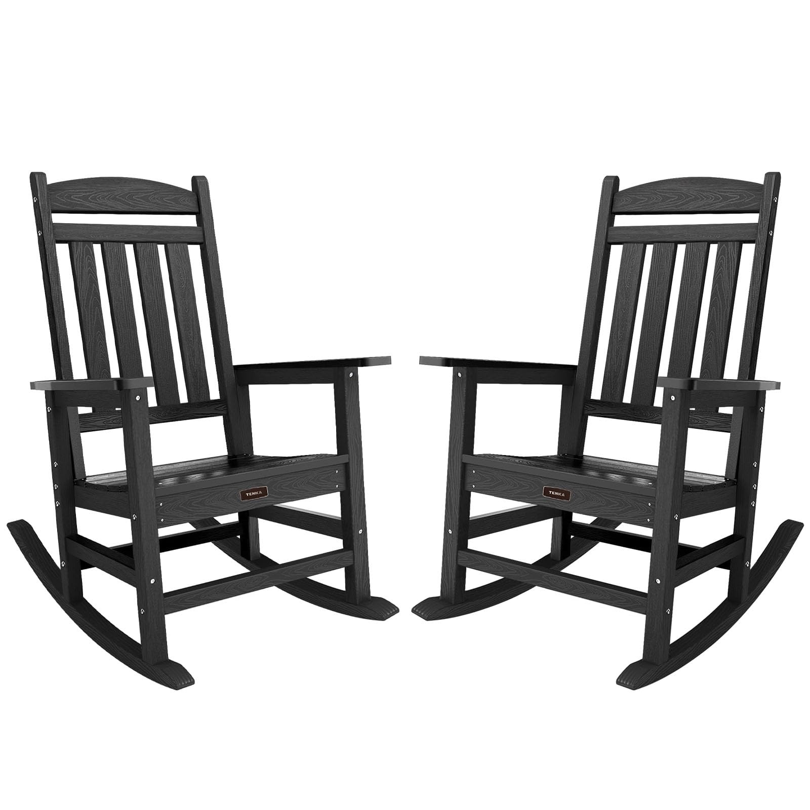 TenKa HDPE Patio Oversized Rocking Chair Set of 2, Outdoor Rocking Chair for Adults, All Weather Resistant Porch Rocker for Lawn Garden