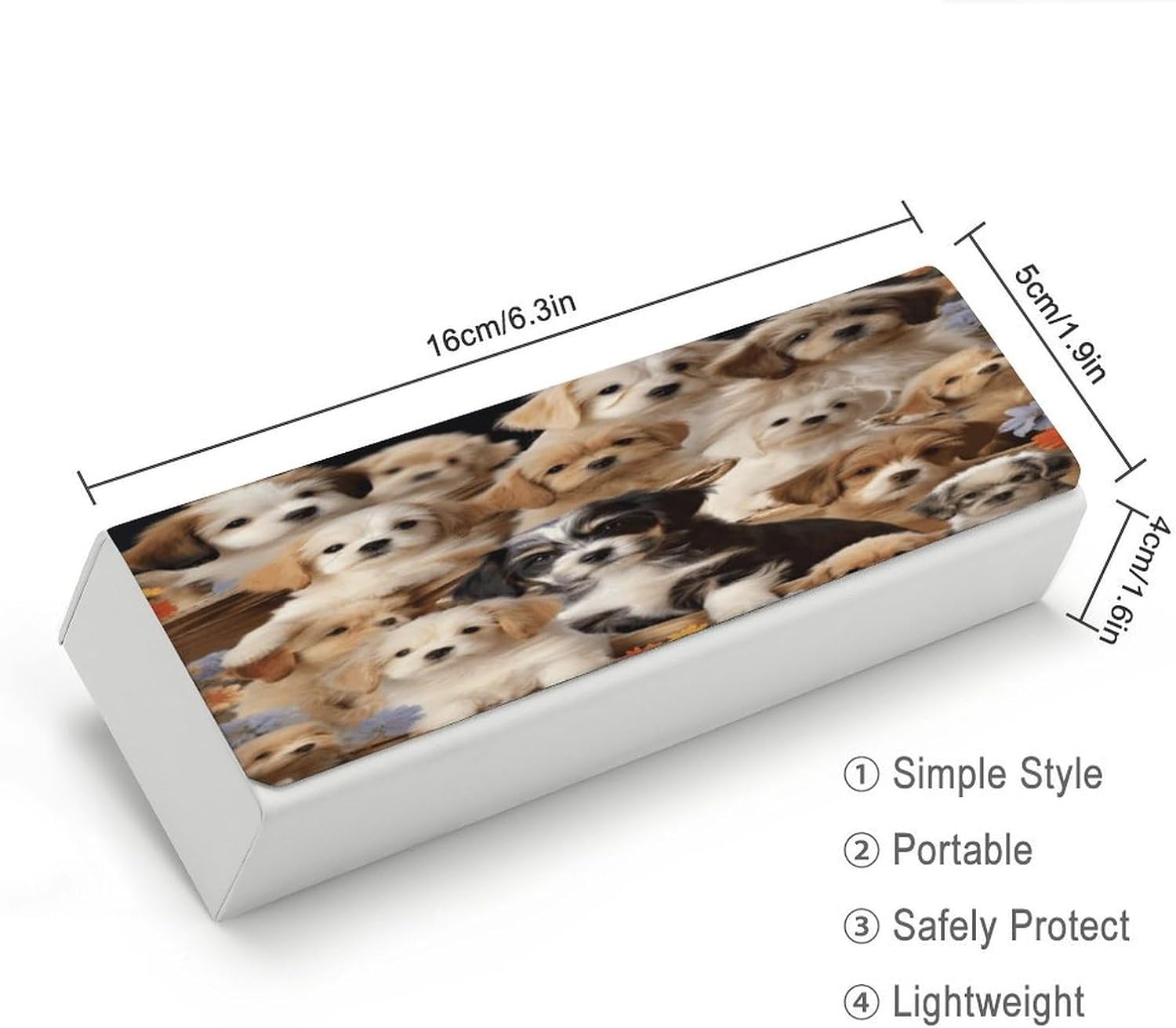 Cute Pet Dogs Glasses Case for Women Men Practical Beautiful Eyeglass Case Fashion Leather Hard Sunglasses Case image 2