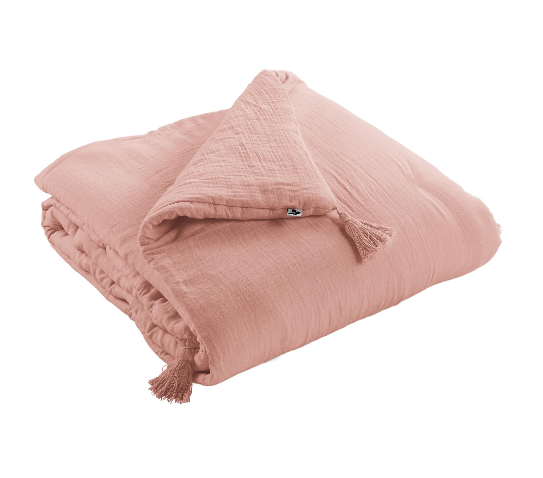Bout de lit édredon Gaze de Coton 90 x 200 cm Gaia Coloris Rose pêche