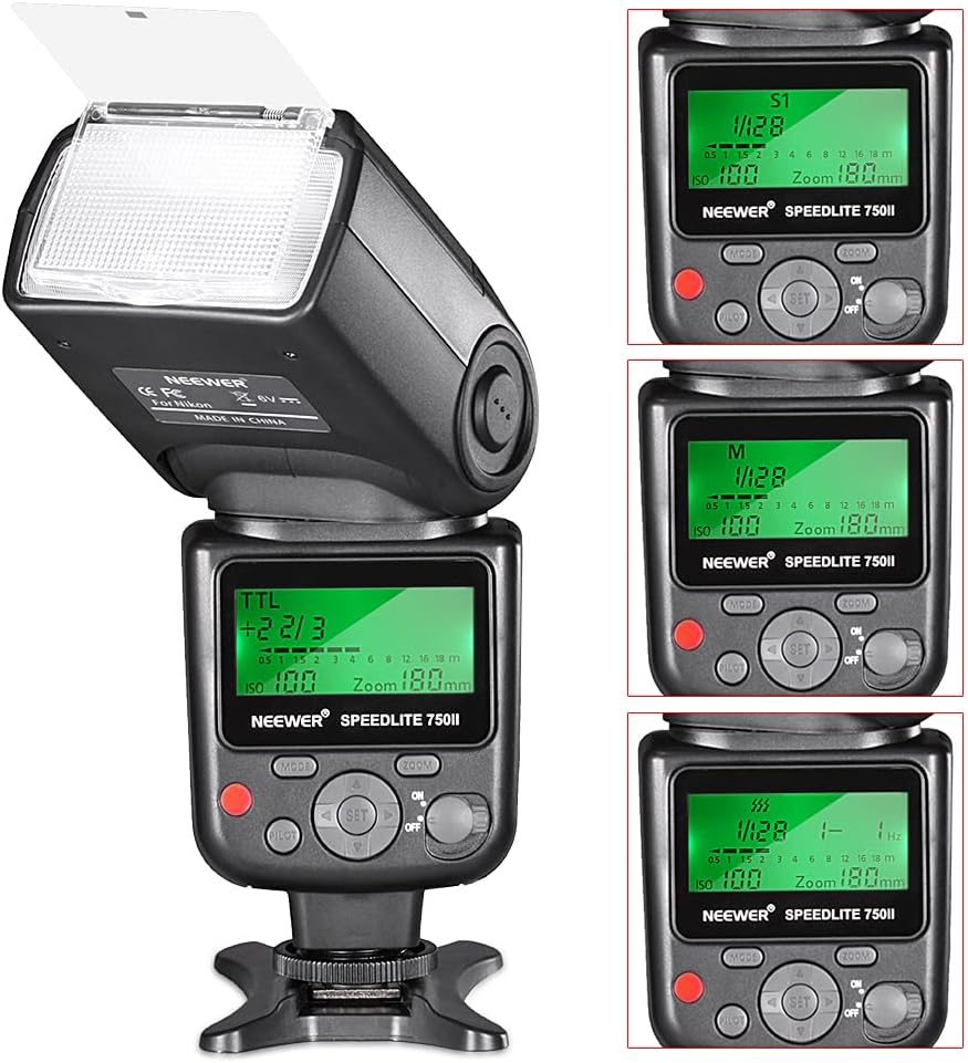 Flаѕh Sаlе Neewer 750II TTL Flash Kit for Nikon D7200 D7100 D7000 D5500 D5300 D5200 D5100 D5000 D3300 D3200 D3100 D3000 D700 D600 D500 D90 D80 D70 D60 D50 Cameras with Wireless Trigger Diffuser Lens Cap Holder