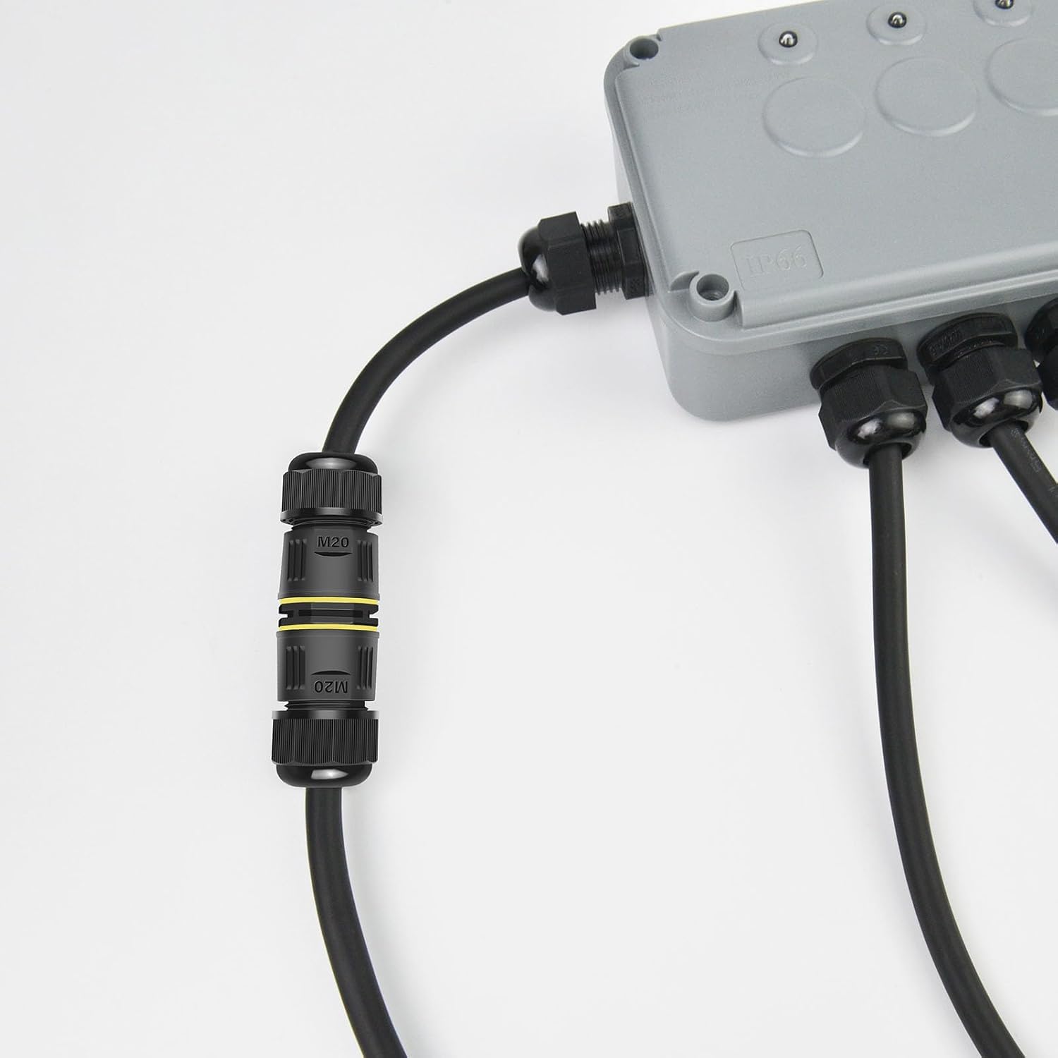 Waterproof Electrical Cable Connector,NineLeaf 12PK 3-PIN M20 Extension Electrical Cable Protector for Cable Diameter Ø5-12mm,Outdoor Power Cable Connector Joint for Garden,Water Pond Lights, Black