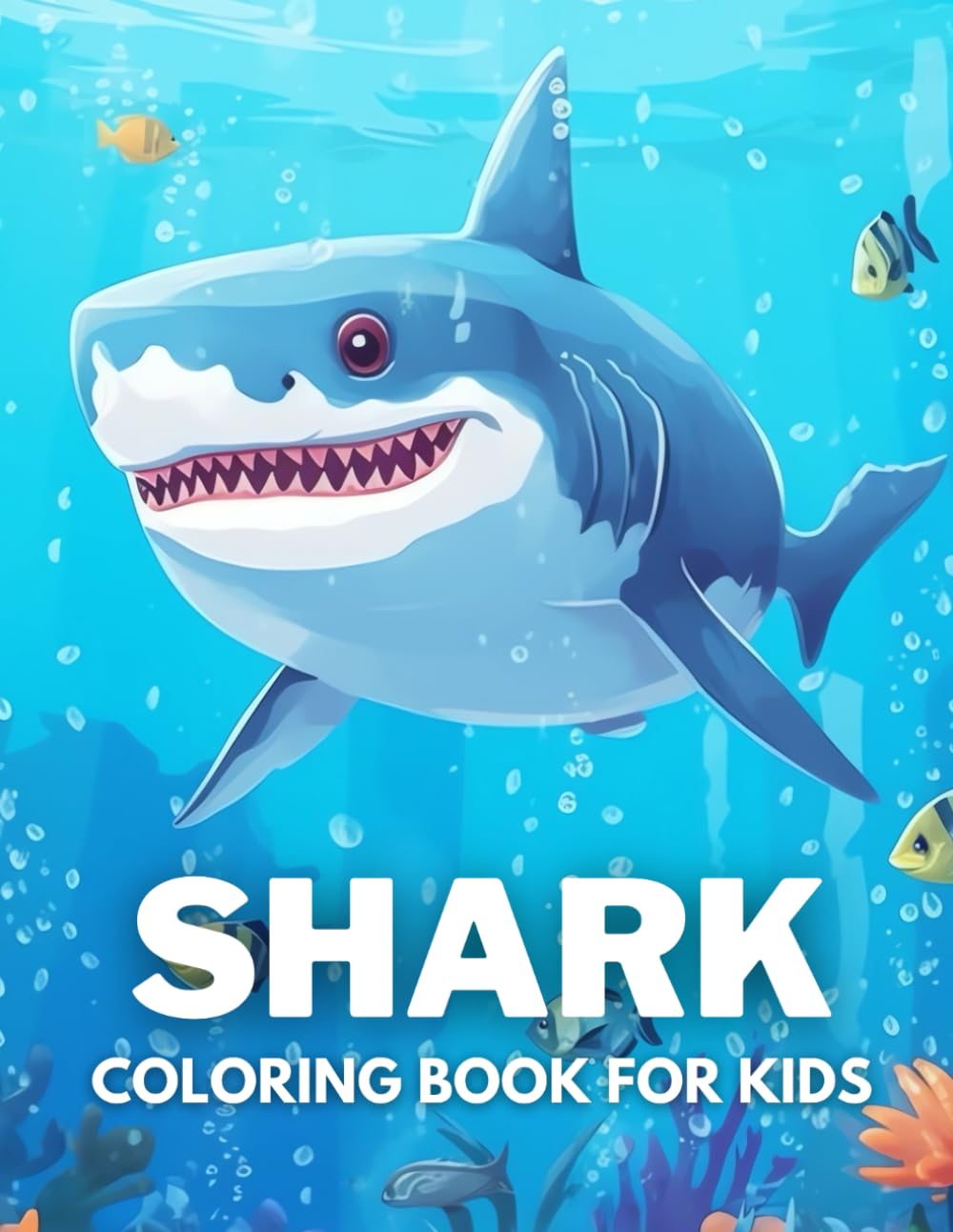 Shark Coloring Book For Kids: +40 Fun And Easy Drawings Of Cute Sharks To Color For Kids, Boys And Girls Who love underwater marine life, Stressrelief