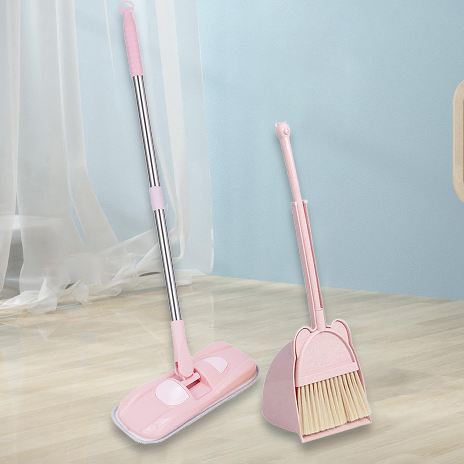 Set di Giocattoli per La Pulizia dei Bambini Set di Scope per I più Piccoli Regali per Le Vacanze Giochi di Finzione Set di Aiutanti per Le Pulizie PE, Rosa