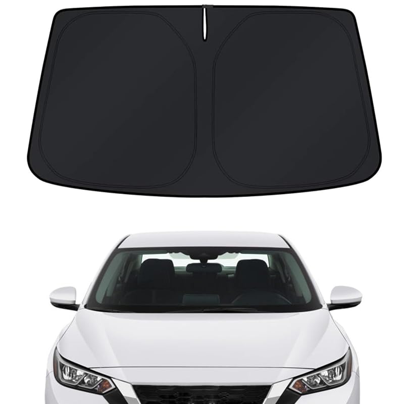 Protetor solar para para-brisa AsheShade compatível com Nissan Sentra 2020 a 2025, poliéster com 4 camadas, dobrável, 1 unidade
