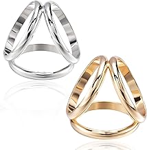 2 Pcs Scarf Buckle Women Three Rings Scarf Ring Elegant Silk Scarf Clasp Clips Large Clothing Wrap Holder Triple Sliding Neckerchief Clamps Decorate Accessory for Ladies Girls, Silver and Golden