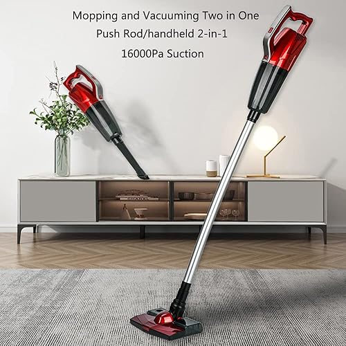 Miniatura 2 de Aoun Aspiradora y trapeador inalámbrico en seco húmedo todo en uno, aspiradora y trapeador de palo ligero y potente, limpieza de un solo paso,