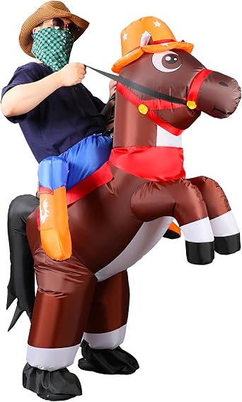 RoundFunny 2 Pcs Inflatable Horse Costume Adult Ride on