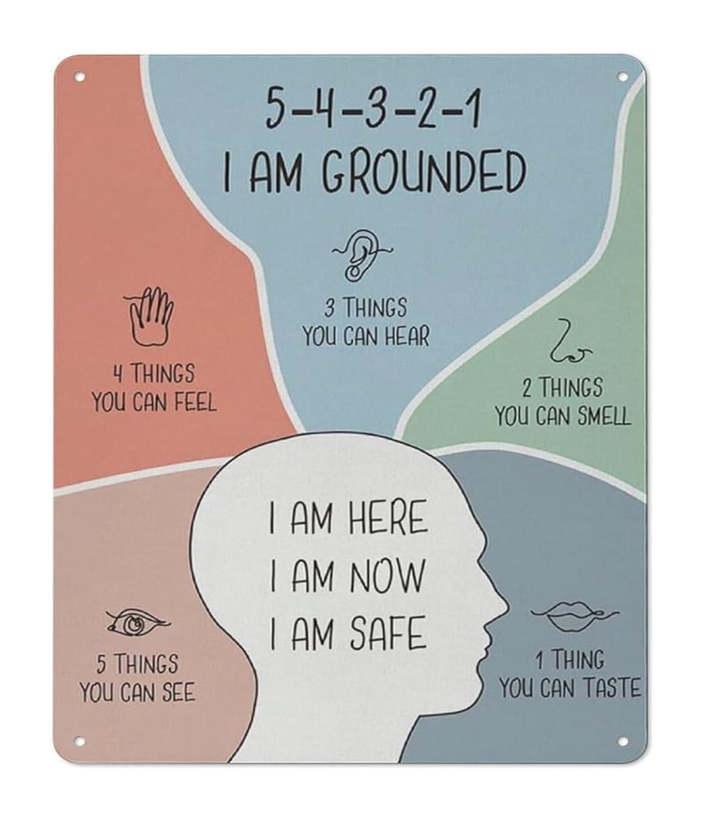 IDGTTLDF Psychological Calming Method Metal Sign for Therapist Office Home School Peaceful Wall Decor 8 X 12 in