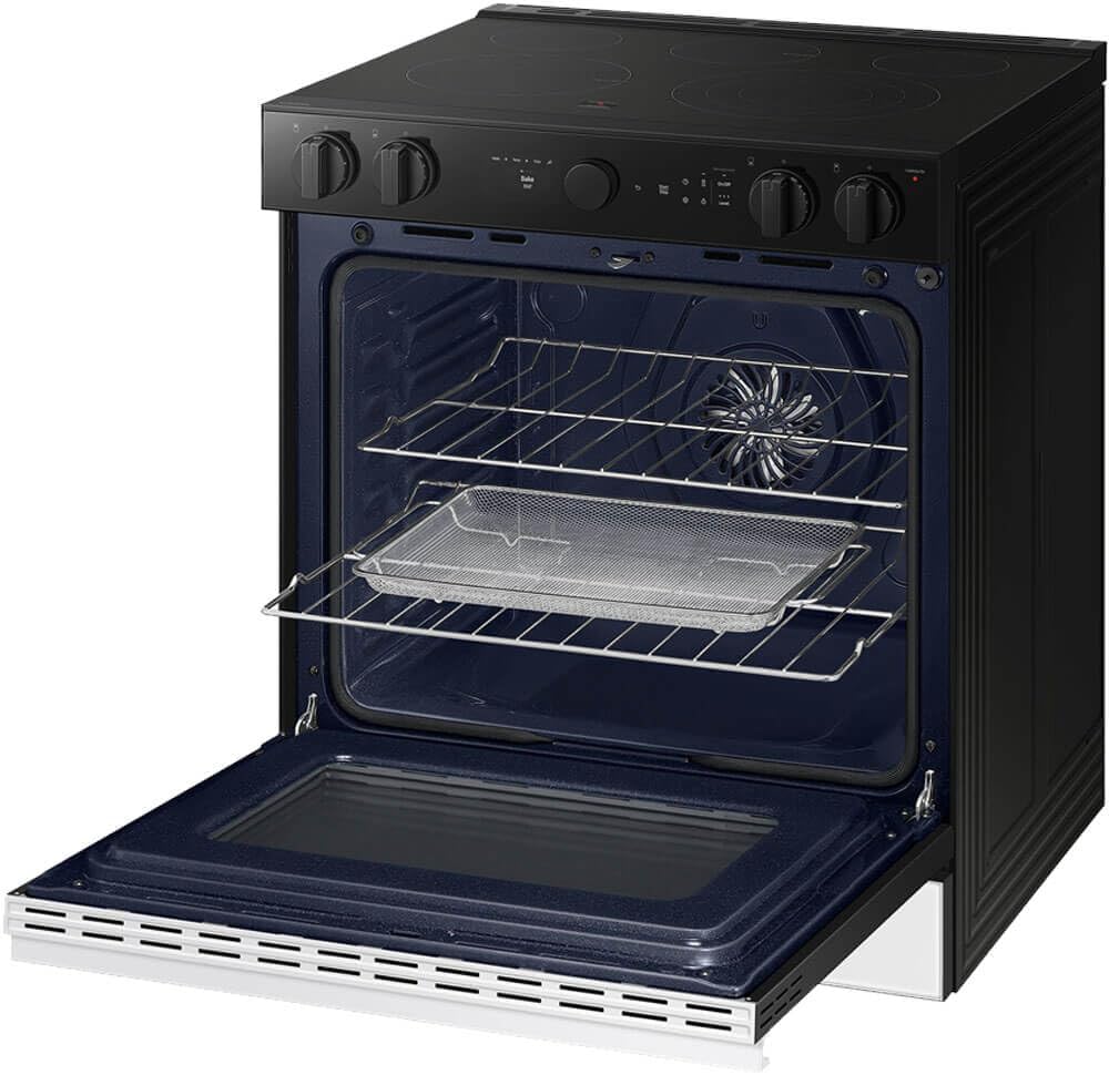 Samsung NSE6DB850212 6.3 Cu. Ft. Bespoke White Glass Slide-In Electric Convection Smart Range with Air Fry