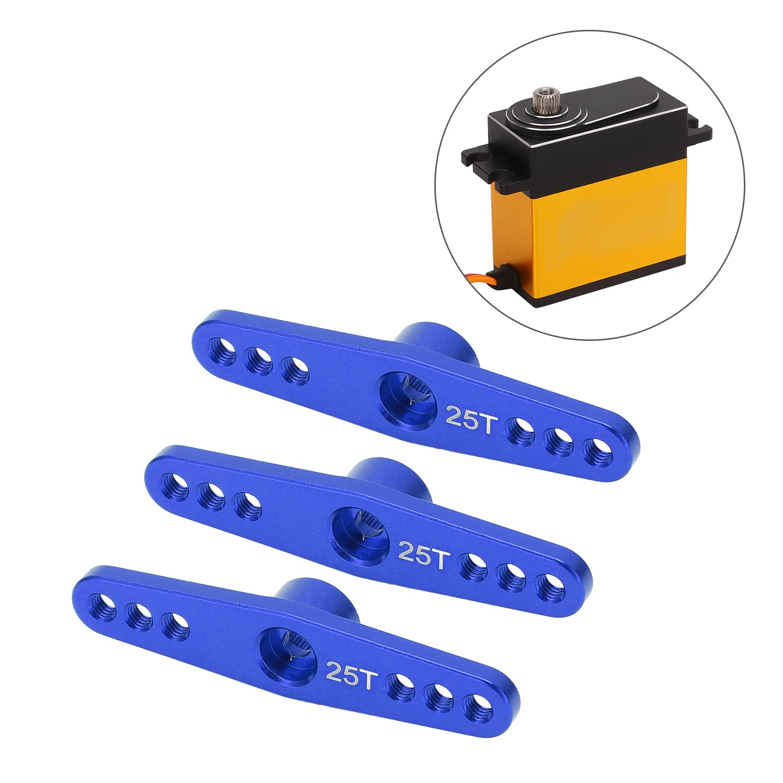 RC Metal Steering Servo Arm Horn Parts, Aluminum Servo Horns 25T RC Metal Steering Arm, For Car Upgrade Parts 1/8 1/10 RC(Blue)