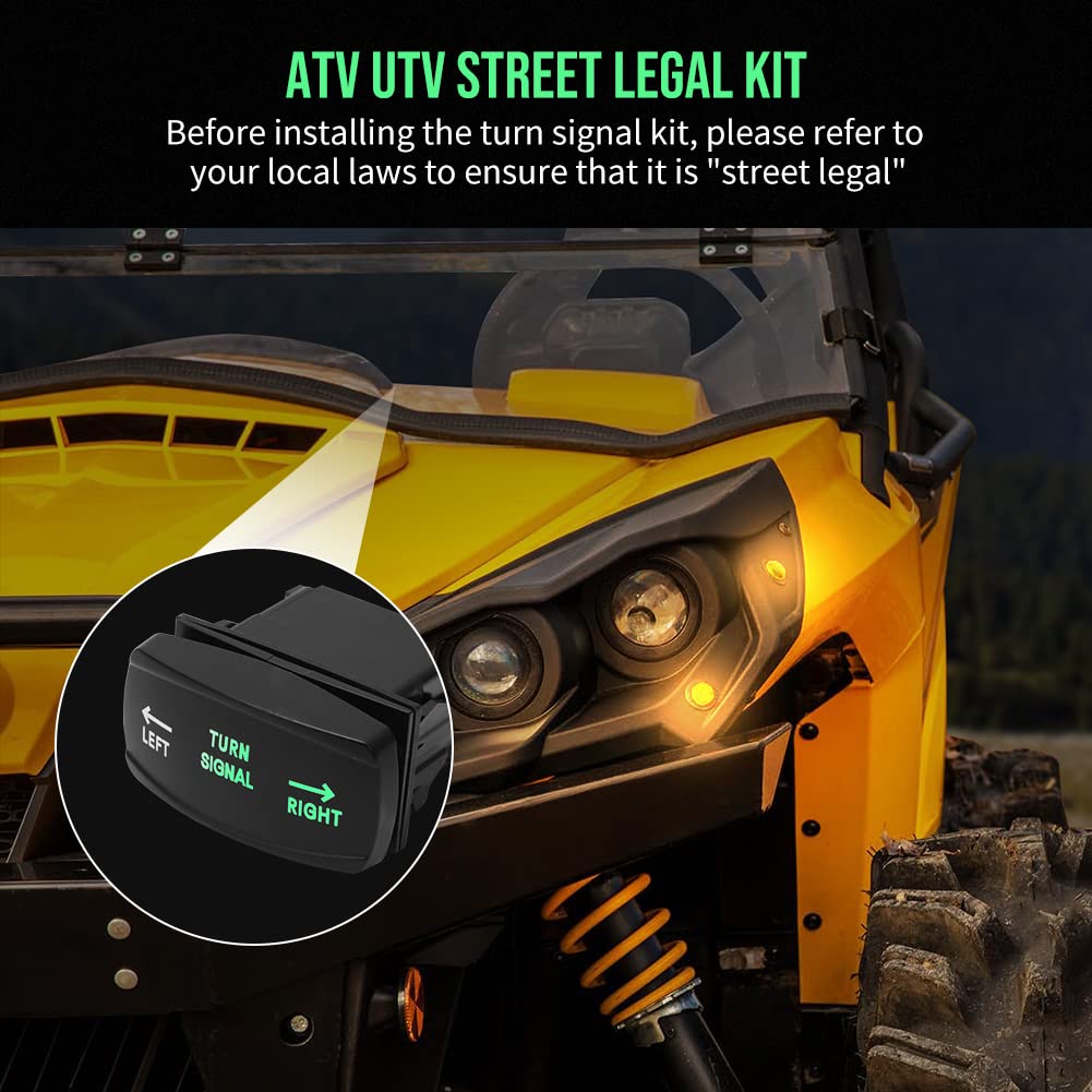 UTV Turn Signal Kit Universal ATV Street Legal Kit with Rocker Switch Side by Side Turn Signal Light Kit for ATV UTV, Fits For Polaris Ranger RZR