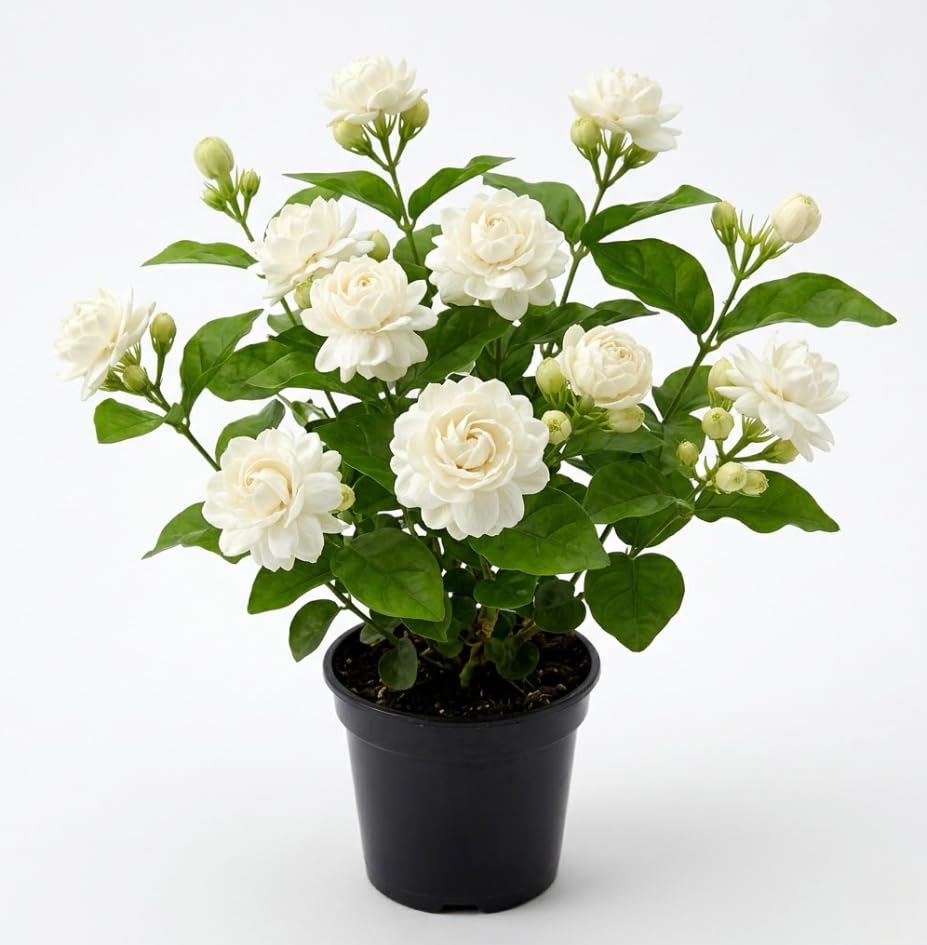 Double Bloom Jasmine Live Plant 4-6 Inch Tall Fragrant White Flower Plant for Home Garden