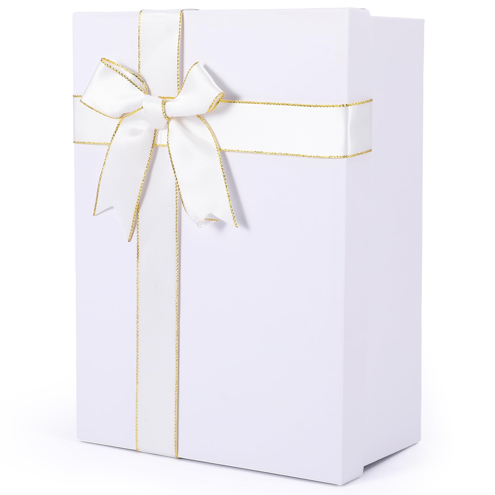 White Gift Box with Ribbon Bowknot,Paper Gift Box with Lids Flat-Packed Gift Boxes For Birthdays, Weddings, Bridal Showers, Anniversaries Gift Packaging