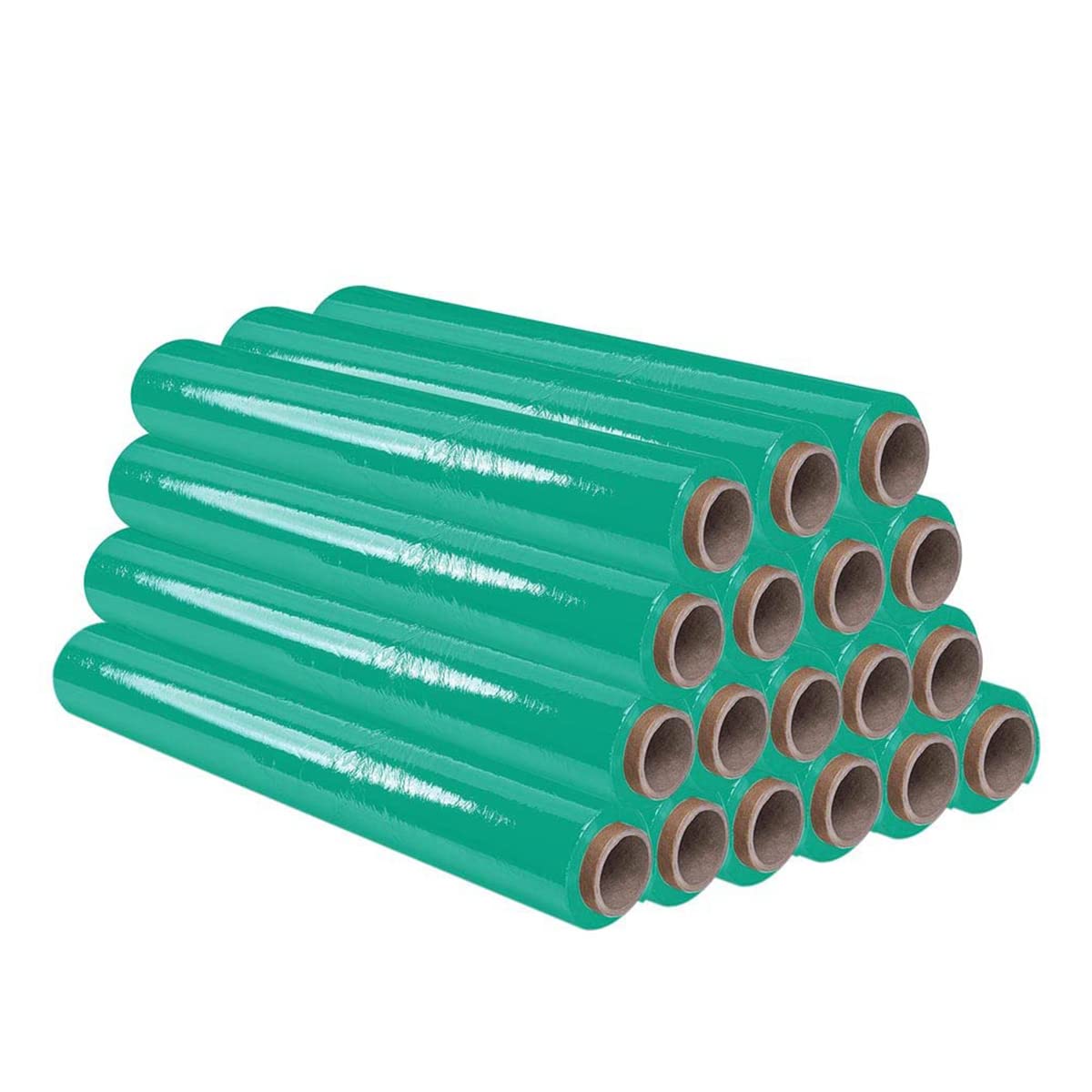 Film para Embalar 50 cm de Ancho y Estirable Hasta 300 Metros de Longitud – Rollo de Film Elástico Manual para Embalaje Industrial (24 ud, verde)