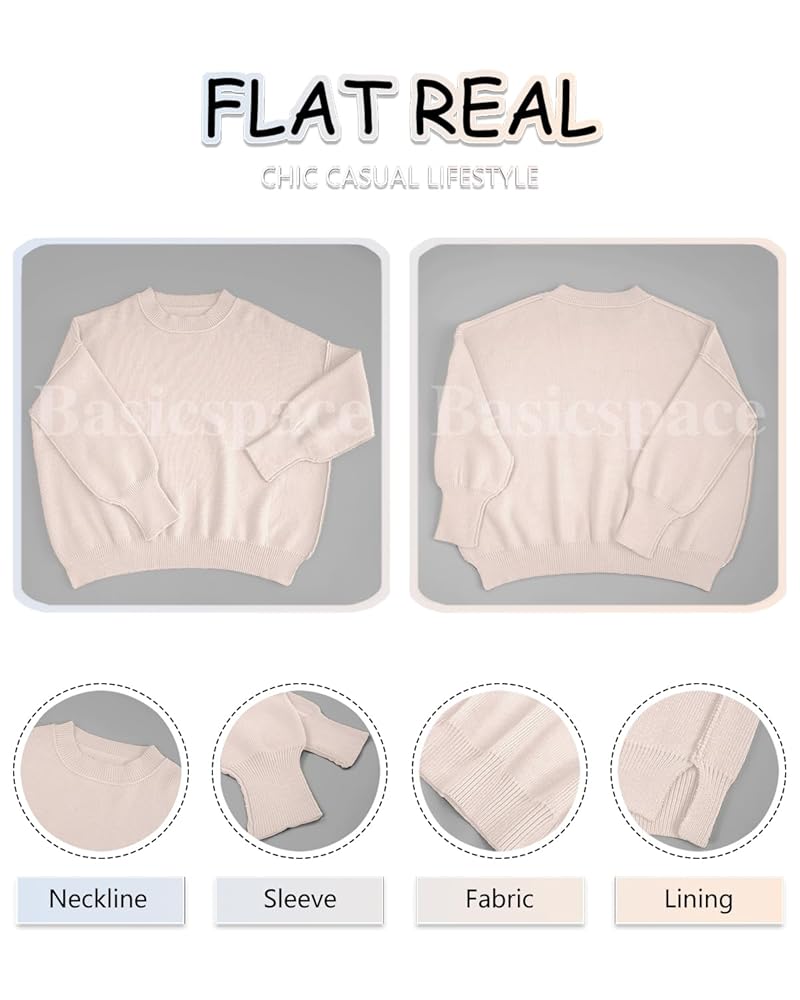 Basicspace Women's Sweaters Fall Winter Round Neck Long