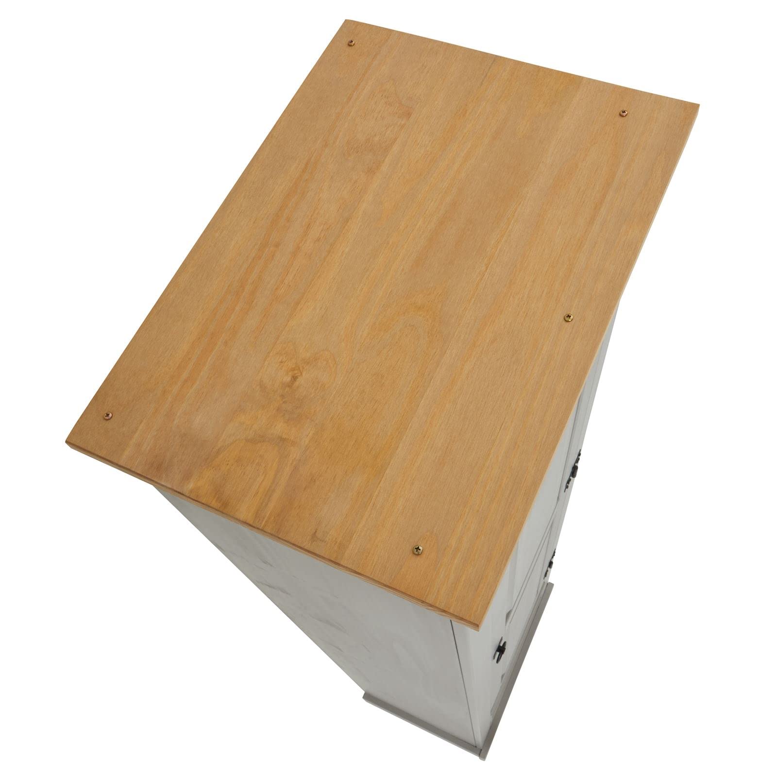 IDIMEX Armoire Tequila Meuble de Rangement avec 7 tablettes derrière 1 Porte battante et 2 tiroirs, en pin Massif lasuré Gris et Brun