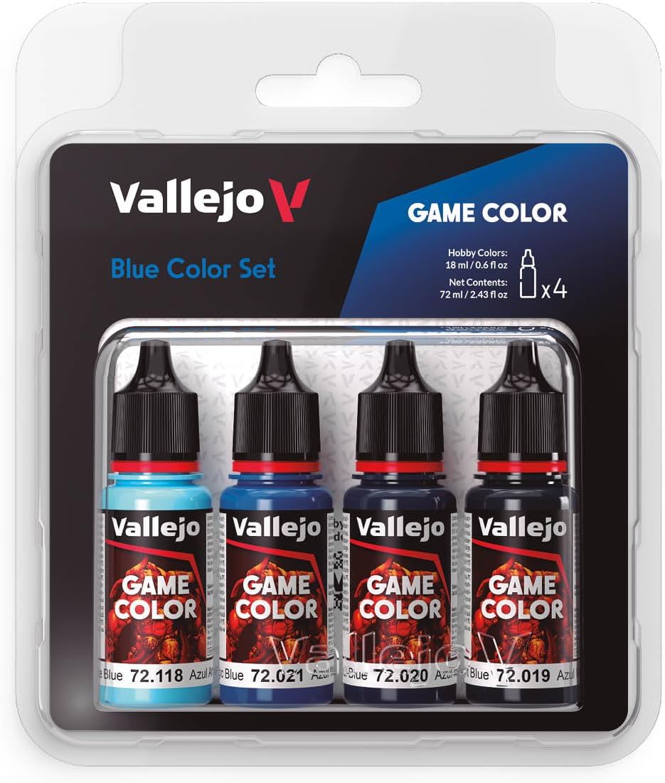 Juego de color azul, Game Color, 4 botellas x 0,6 fl.oz. | Juego de colores acrílicos para pintar miniaturas de fantasía, históricas y de juegos de guerra, sistema BSL