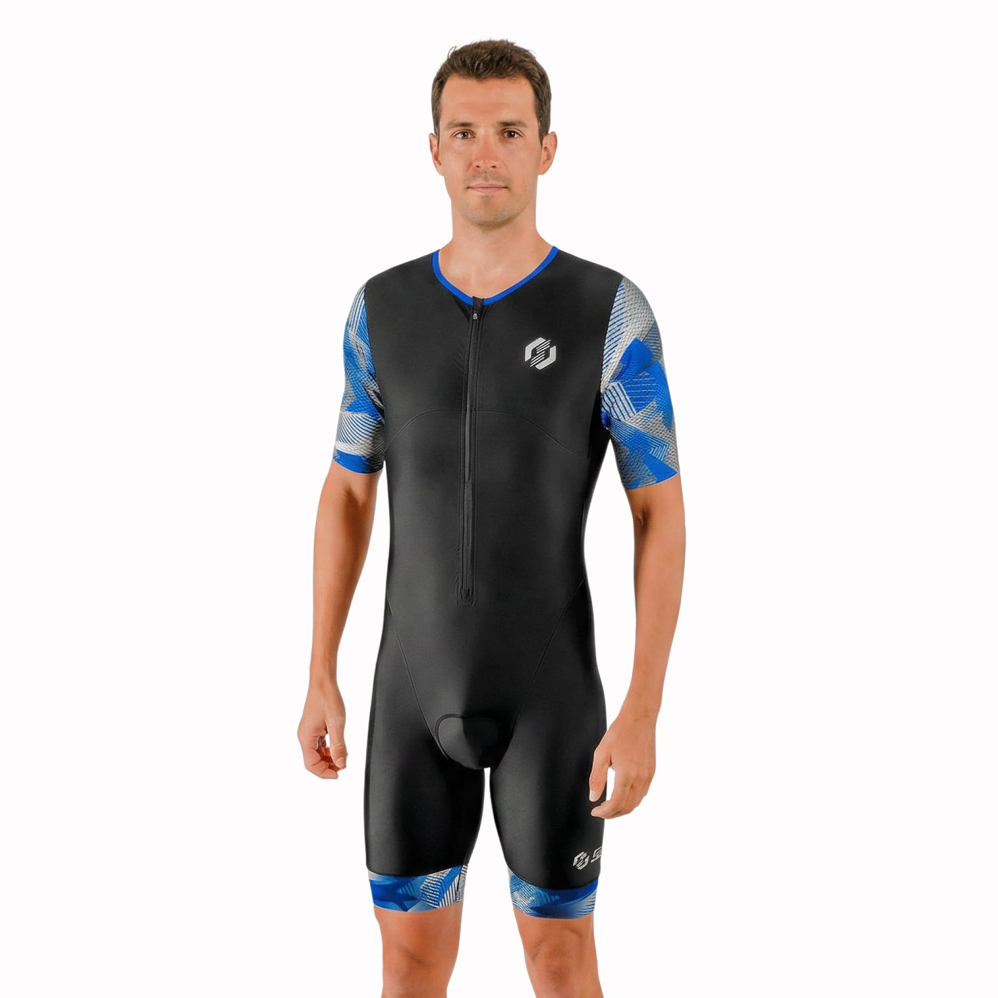 SLS3 Strój męski do triatlonu – jednoczęściowy strój triatlonowy – triathlon jednoczęściowy – aerodynamiczny kombinezon z krótkim rękawem