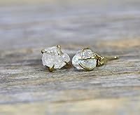 Vista 2 de Pendientes de tuerca de piedra preciosa cruda, idea de regalo para el día de la madre, graduación, moda de verano