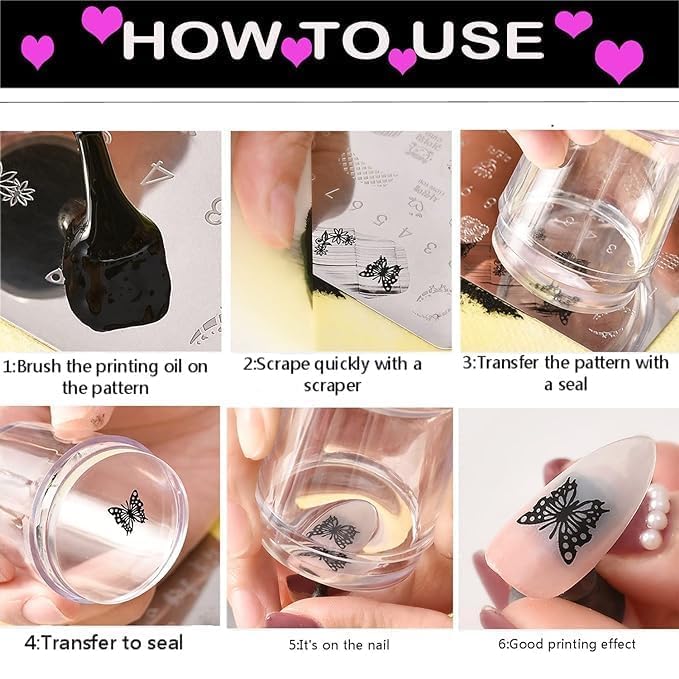 EXPESIA Silicone Soft Nail Stamper Scraper Polish Image Paint Stamp Nail Art for Girl's