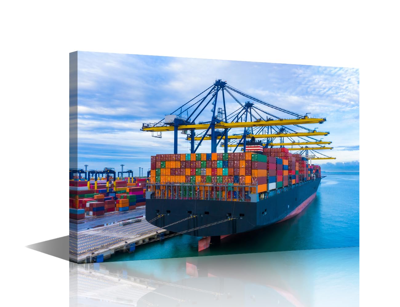 Canvas Wall Art Global Transport Modern Shipping Container Art Picture Print on Canvas for Home Office Farmhouse Decoration Framed Ready to Hang Framed 1Pcs 24x16in