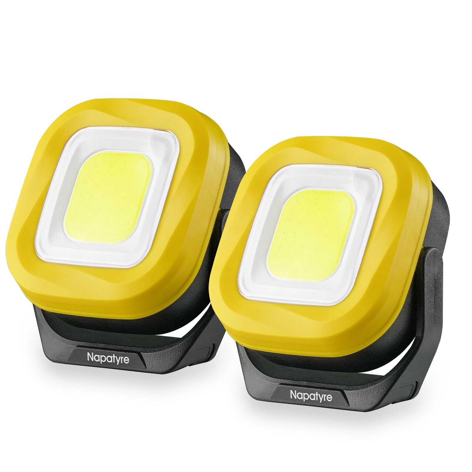 Projecteur LED Rechargeable, Lampe de Chantier Portable avec Base Magnétique à 180°, 4 Modes 1000LM Lampe de Travail pour Camping, Chantier, Garage (2 Pièce)