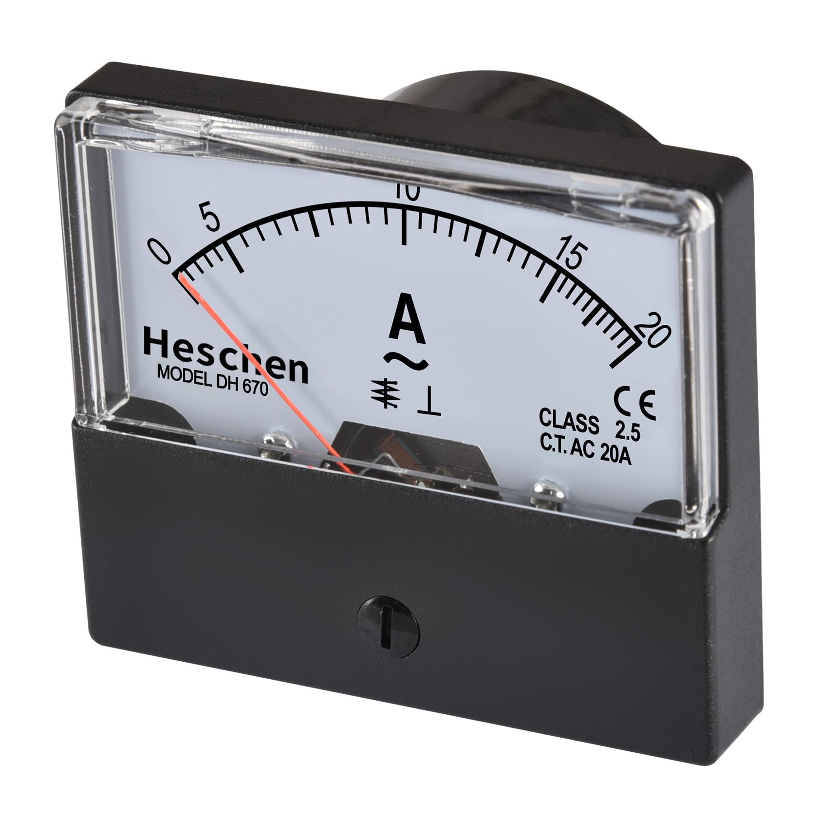 Heschen Tester amperometrico per misuratore di corrente montato su pannello rettangolare, DH-670, AC 0-20A, Classe 2.5, elencato CE