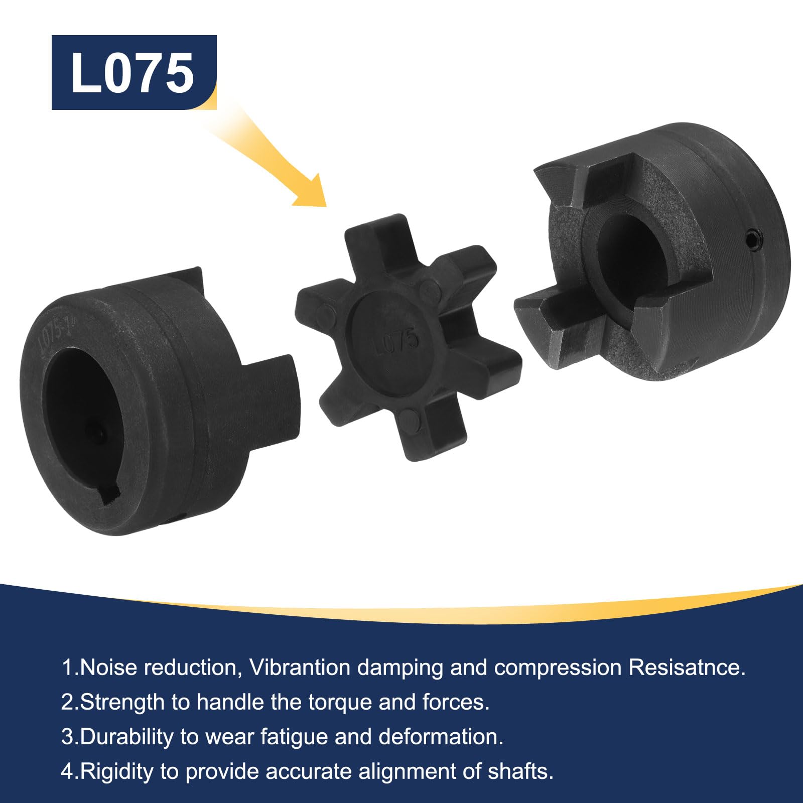 sourcing map Juego de 2 acopladores flexibles de 3 piezas de 2.5 cm a 2.5 cm L075 y araña de goma Buna-N NBR para equipo híbrido divisor de troncos