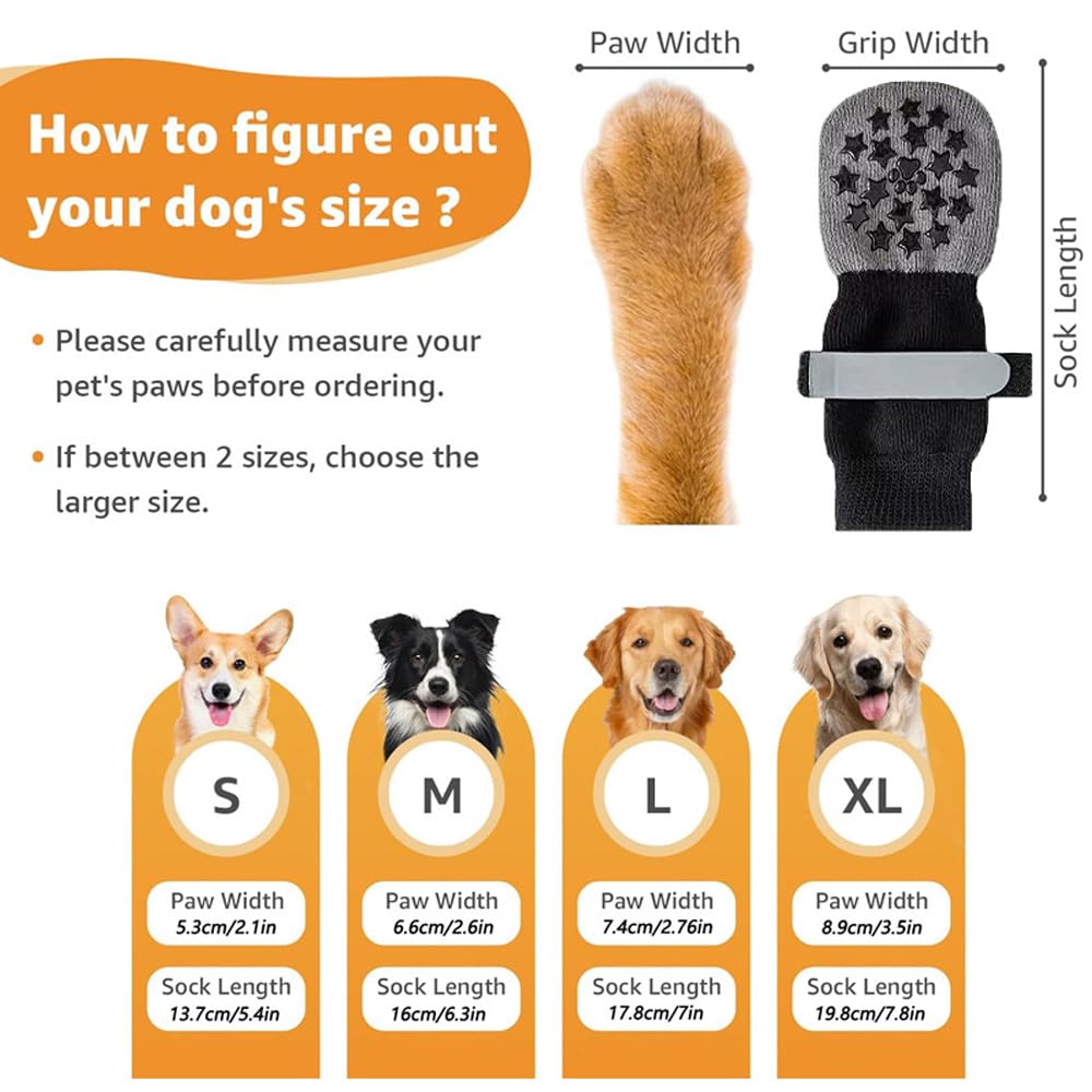 QKEPCY 2 Pairs Dog Socks Anti Slip Dog Socks Adjustable Dog Boots with Reflective Strip Dog Shoes Paws Stop Licking Dog Claw Socks for Pet Indoor Outdoor Hardwood Floor Walking (XL) - Image 2