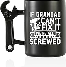 Onebttl Grandad Gifts Coffee Mug with Spanner Handle from Granddaughter and Grandson, 400ml Funny Ceramic Mug for Grandpa