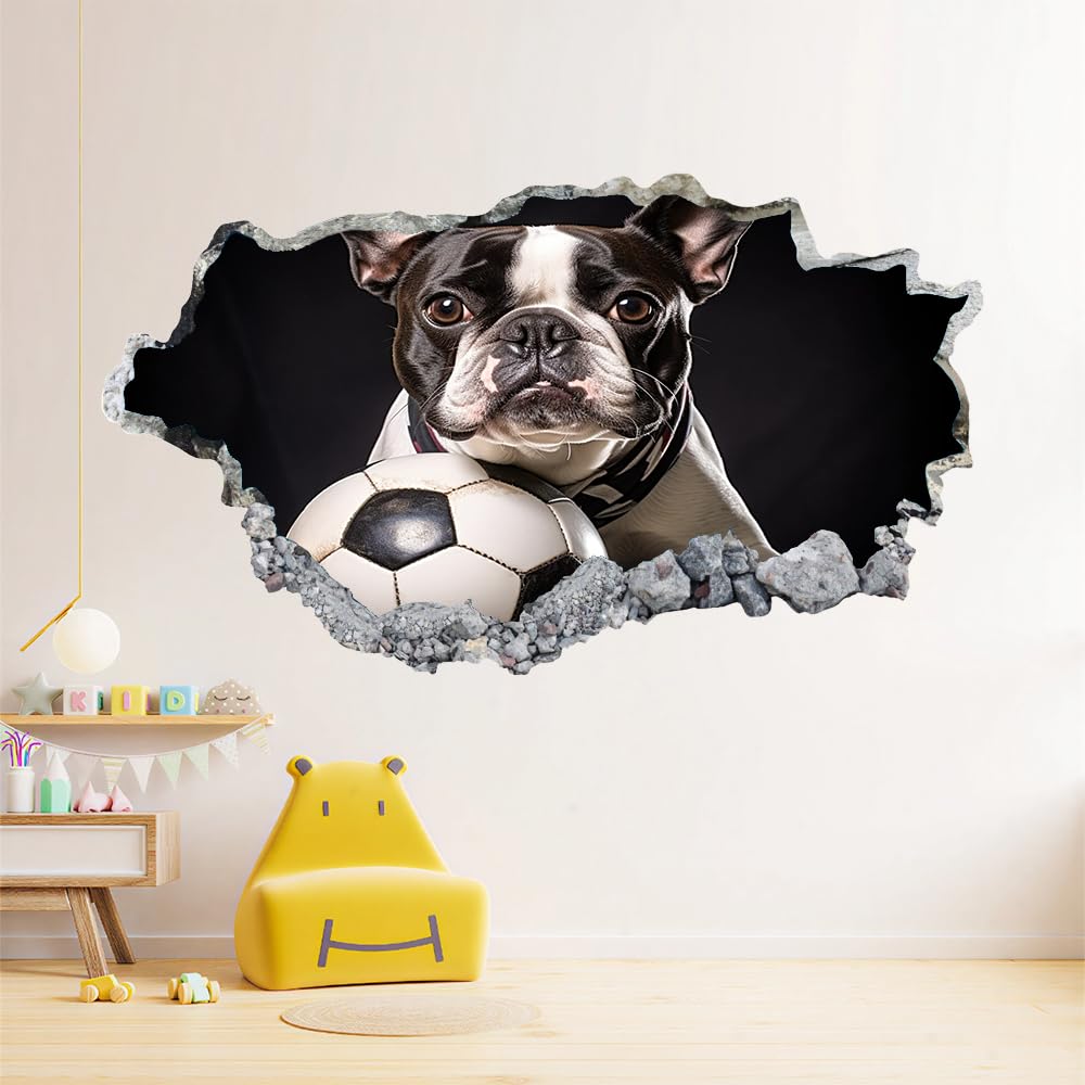 Adesivi Murali Decalcomanie Murali, Cani Wall Tattoo 3D Fracassato, Calcio per la casa Soffitto da parete Decorare le decorazioni della camera da letto dei bambini