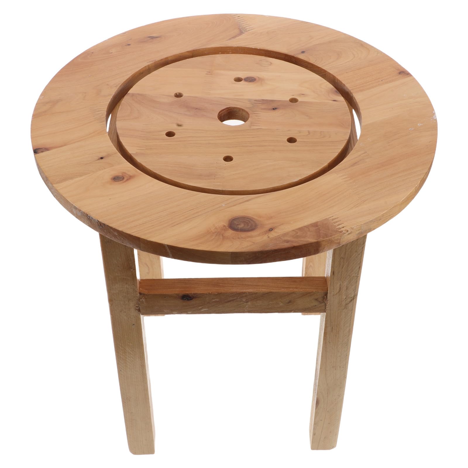 Veemoon Holz Dampf Fußbad Hocker, Rund, Braun, Vier Beine, Hohl | Sitz Bath Steaming Seat, Sauna Einsatz, 50cm Höhe, für Frauen und Senioren