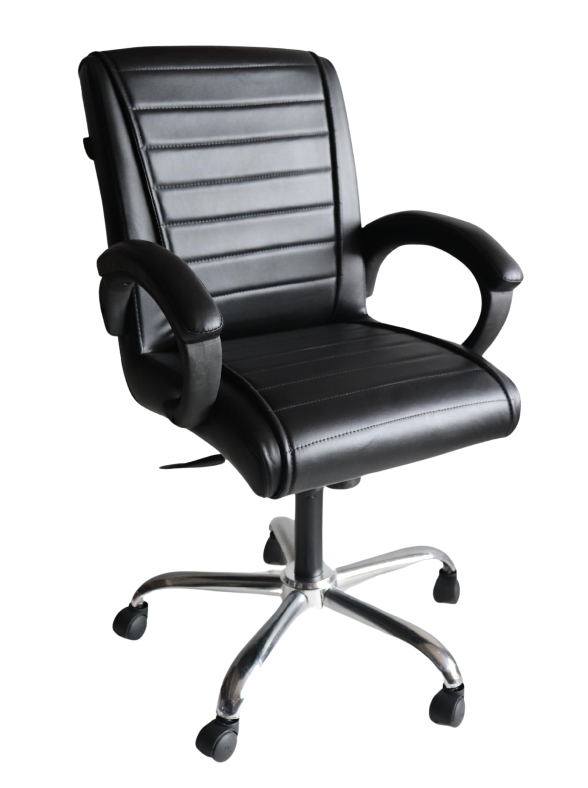 GOYALSON Plastic Ergonomic Revolving Office Home Swivel Desk Chair with Adjustable Height Smooth Moving (1, Black, Standard)