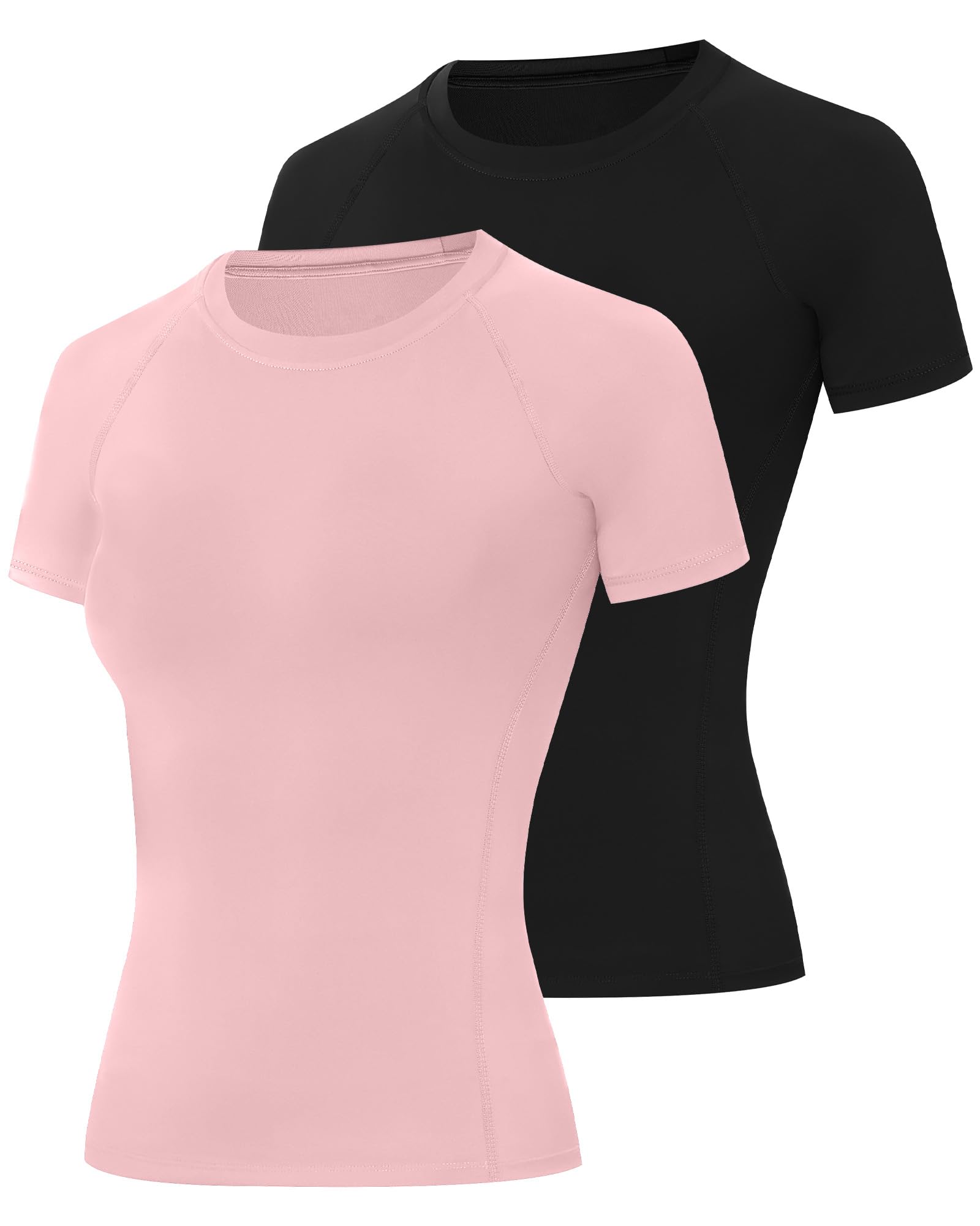 Runhit 2 Pack Compression Shirt Women Short Sleeve Workout Tops UPF 50+