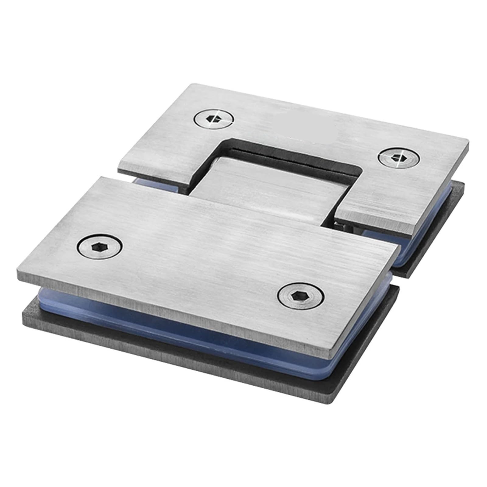 Ehfqpjybbo Brushed Silver 180 Degrees Glass Clamp 304 Stainless Steel Heavy Duty Glass Bracket Clamp Shower Hinge 1Pcs(Brushed Silver)