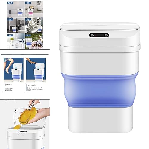 Miniatura 6 de misppro 8L-17.5L Bote de basura automático plegable para cocina baño oficina, papelera de basura sin contacto - rosa