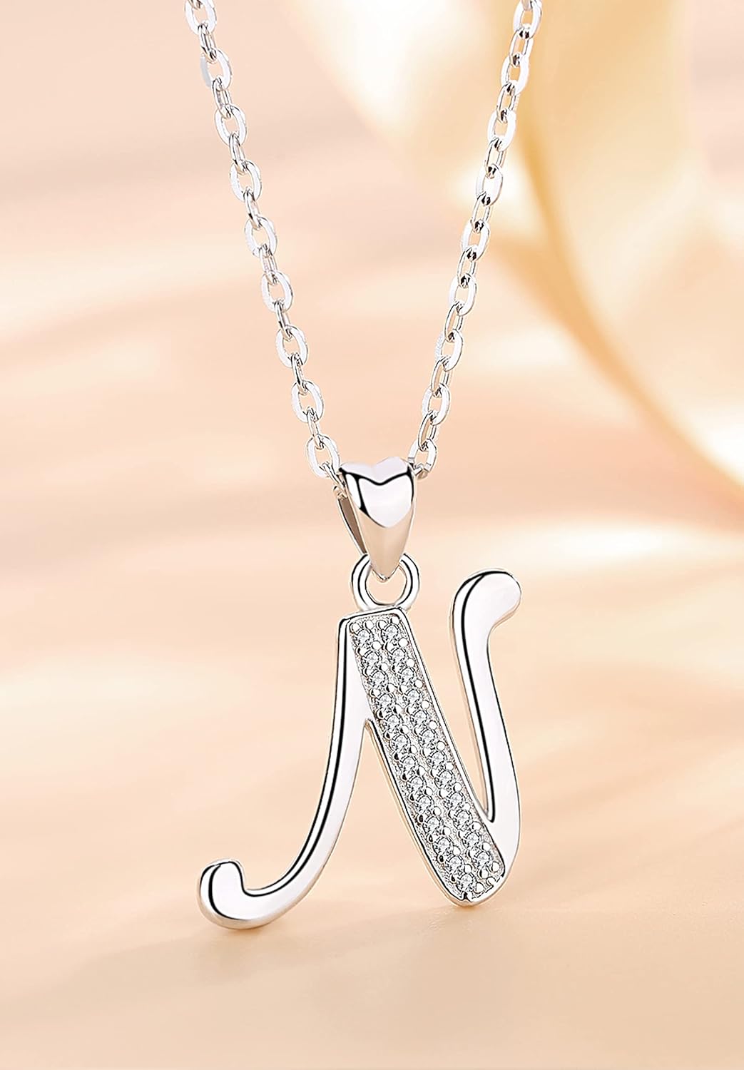 AEONSLOVE 925 Sterling Silver Initial Necklaces for Women, 26 Letters Pendants Necklace Gift for Mother, Daughter, Wife, 18 Inch Chain - Image 3