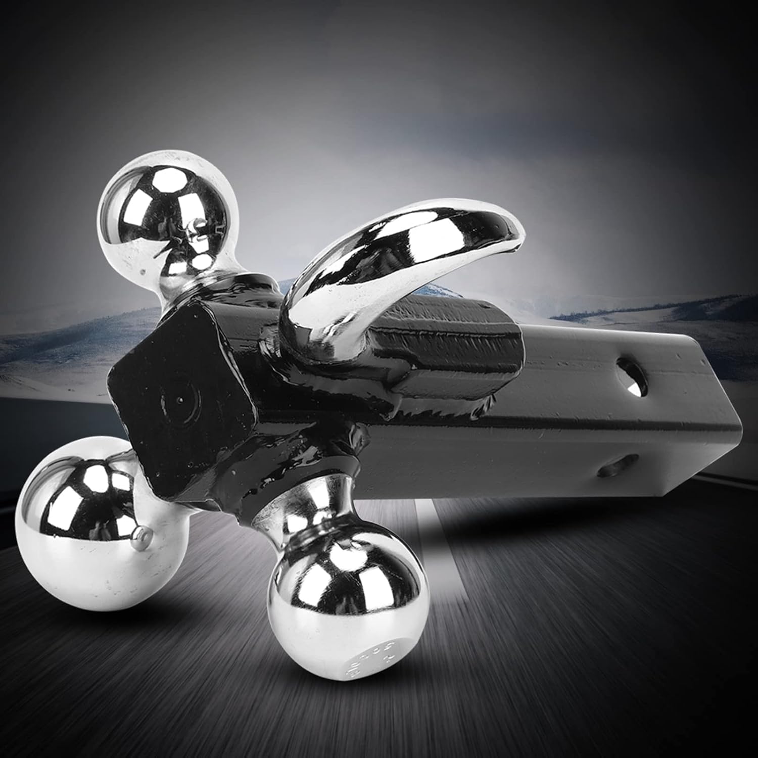 Trailer Hitch Mount, Triple Ball Tow Bar and Towing Hook Receiver 7 8in 3500LB 2in 5000LB 5 16in 7500LB, Triple Ball Mount with Hook for Trailer Hauling