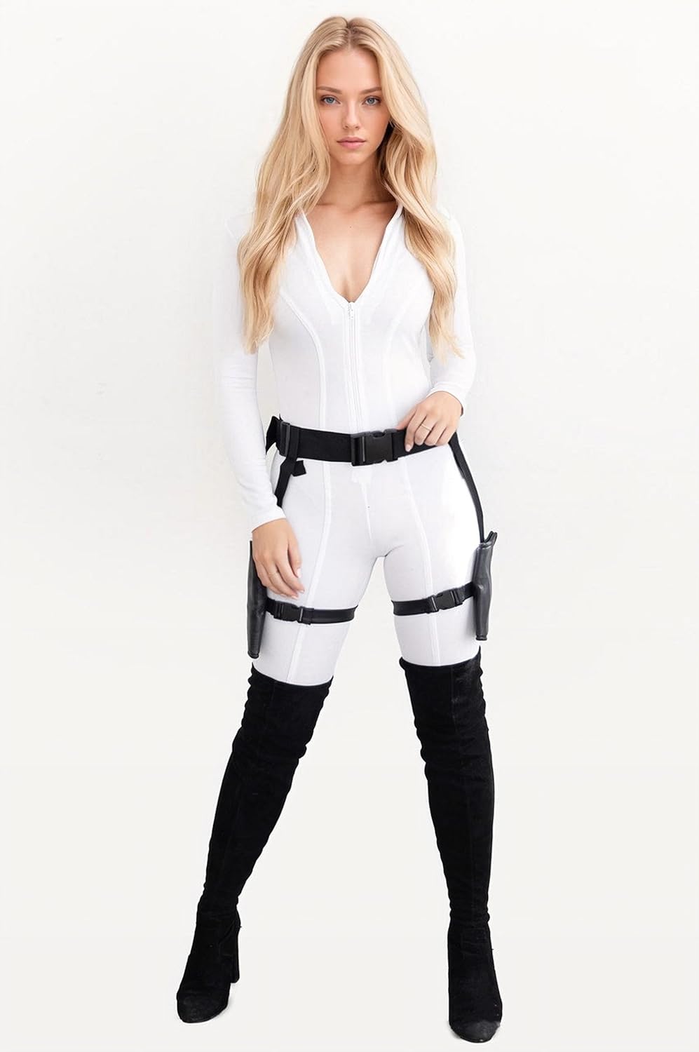 3 WISHES Sexy Halloween Costume for Women - White Widow Assassin Costume - Adult Female